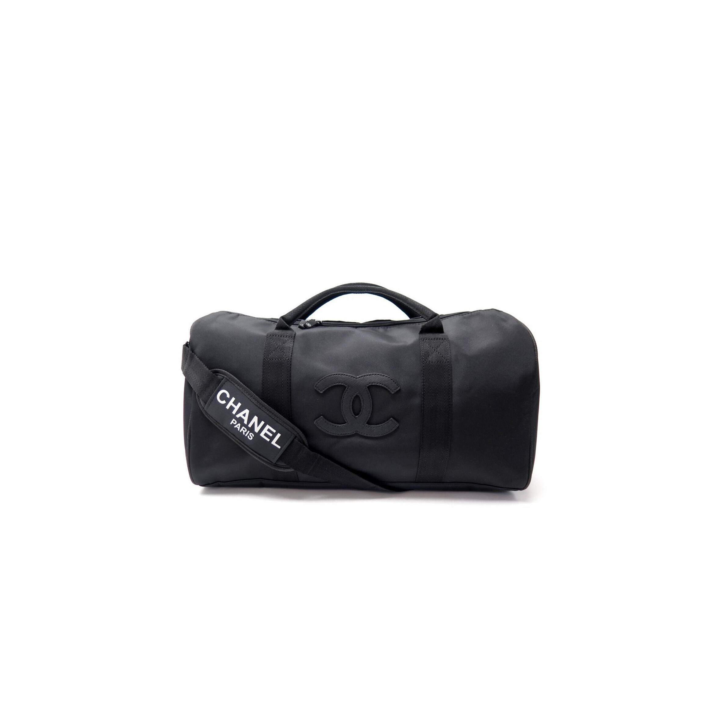 CHANEL BLACK CANVAS LOGO CC SPORT BAG AS3533 (45*25*21cm)